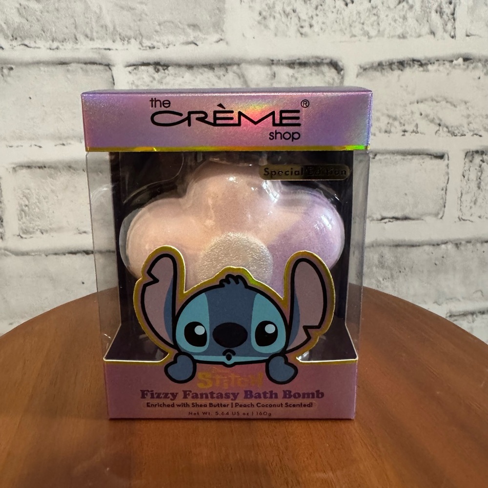 New! The Creme Shop Disney’s Stitch shea butter Peach coconut fizzy bath bomb